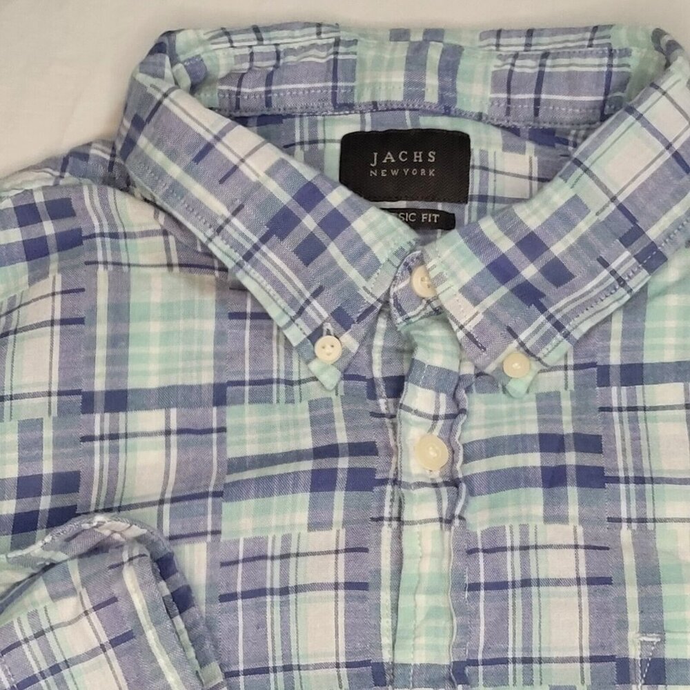 Jachs Patchwork Button Down Shirt Long Sleeve Collared Multicolor‎ XL